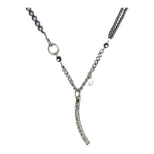 LotusMann 路塔斯曼磨砂赤铁矿925银多元素六字真言吊坠项链