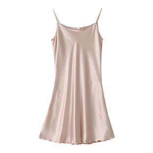 睡裙女带胸垫新款冰丝吊带睡裙大码睡衣露背薄款冰丝高级感家居服