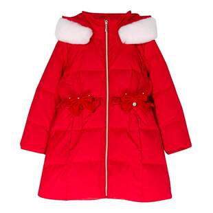 IVY HOUSE常春藤儿童装女大童冬季新款 红色中长款羽绒服外套保暖