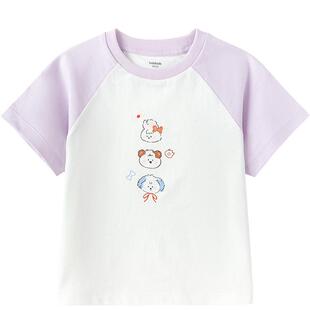 【商场同款】巴拉巴拉儿童短袖t恤男女童2026新款夏季撞色插肩袖