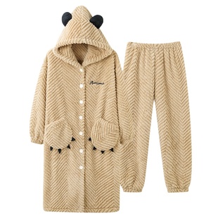 浪莎睡衣女冬季法兰绒睡袍加厚加绒珊瑚绒长款2025年新款家居服