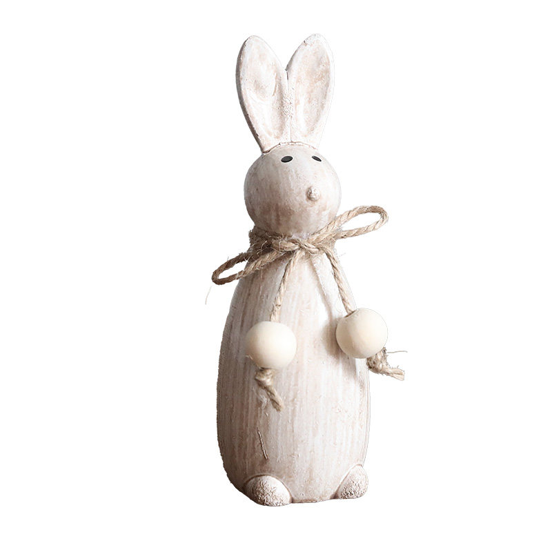 北欧创意木质工艺兔子动物桌面摆件家居客厅电视柜儿童房样板间