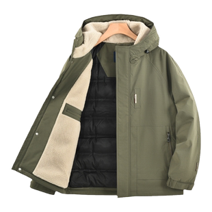 保罗彼得专柜冬季男士连帽羽绒服加绒保暖军绿防风外套RBCD33010