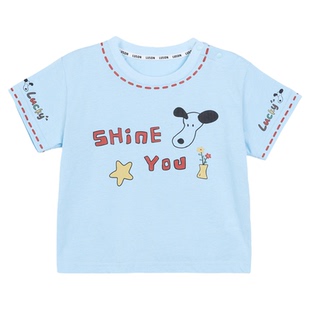 小O爸男婴童 宝宝短袖t恤纯棉夏季2026新款婴儿白色小狗上衣