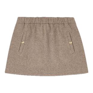 季末7折Maje2025秋冬款女装法式气质绵羊毛混纺短款高腰半身裙