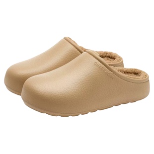 防水拖鞋男加绒加厚保暖软底皮质秋冬季简约高级感居家棉鞋拖男士