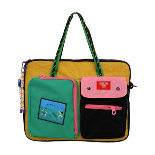 日系多巴胺拼色斜挎包大容量16寸两用电脑包通勤便携单肩平板包女