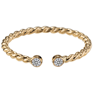 14K包金麻花系列莫桑石开口戒指女 欧美风叠戴高级感尾戒小指关节