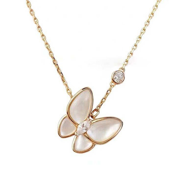 莫桑钻石玫瑰金天然蝴蝶锁骨链