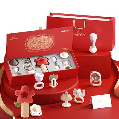 英氏花朵牙胶摇铃新生儿见面礼