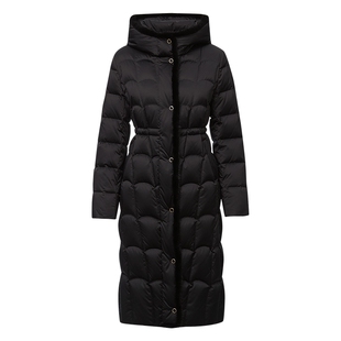 【长白山鹅绒】Koradior珂莱蒂尔冬季气质收腰长款连帽羽绒服外套
