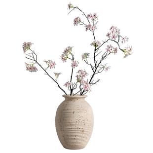 海虹雅林天然大理石石底花瓶装饰摆件侘寂风玄关客厅高级轻奢简约