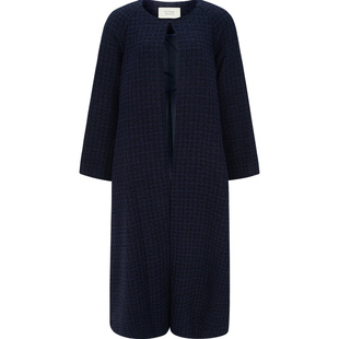 OCTOBER SECOND韩国小众品牌2025冬季新款花呢毛呢长款大衣女外套