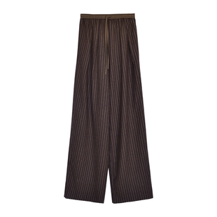 因由 时髦老钱条纹抽绳羊毛休闲秋冬款垂坠感显腿长西装直筒裤女