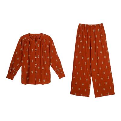 琥珀朵朵可可纯棉中式长袖睡衣