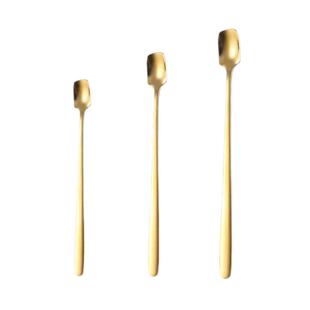 304不锈钢沙冰方头勺加厚咖啡小勺子 甜品蛋糕冲剂奶茶粉末搅拌勺