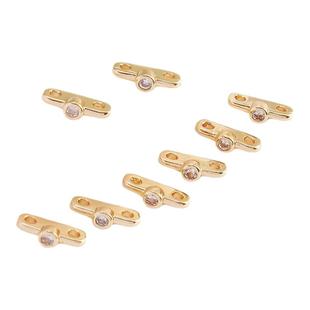 14K包金保色双孔7mm排扣双线隔片镶嵌锆石diy饰品手链项链