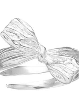 打结蝴蝶结戒指纯银小香风女