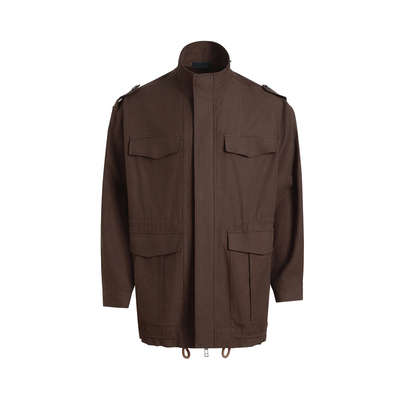 ESAT 中长款天丝立领多口袋抽绳风衣外套