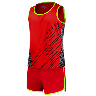 儿童田径服套装运动服马拉松服比赛服学生无袖背心男女跑赛服定制