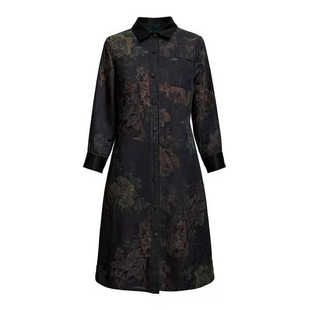 香云纱长袖春季连衣裙2025新款女早春大码显瘦妈妈两面穿衬衫裙子