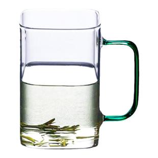 家用豆浆杯玻璃杯透明方形带把防烫微波炉杯子大容量早餐杯600ml