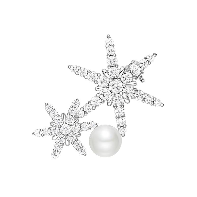 【自营】HEFANG Jewelry/何方珠宝优雅雪花胸针轻奢高级礼物
