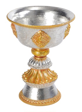 酥油灯灯座尼泊尔铜鎏金摆件