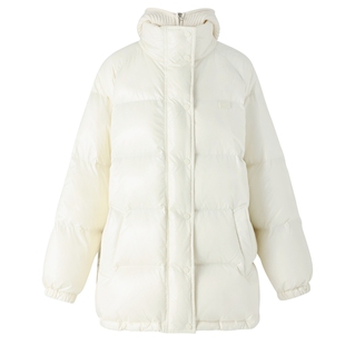 IIIVIVINIKO“瑞士尼龙纱线”光泽感中长款冬季连帽面包羽绒服女