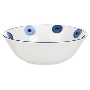 霜山日式瓷碗釉下彩蓝点点系列甜品碗耐高温炖菜蒸蛋碗五寸可微波