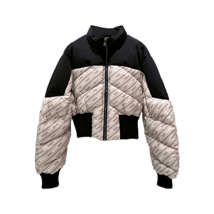 ANNAKIKI羽绒服 冬款设计师款女装小众小立领短款拼接羽绒服