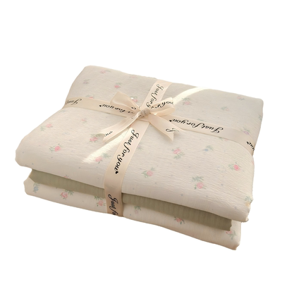 A类双层纱床上四件套纯棉全棉新款田园床单件被套被罩宿舍三件套4