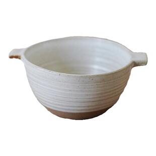 秋野家 日式手工复古双耳粗陶碗甜品碗沙拉碗 陶瓷一人食汤碗包邮