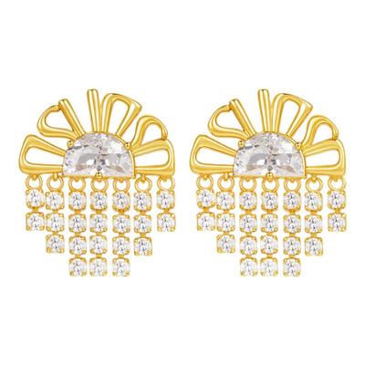 sunshifen镀金锆石流苏耳饰