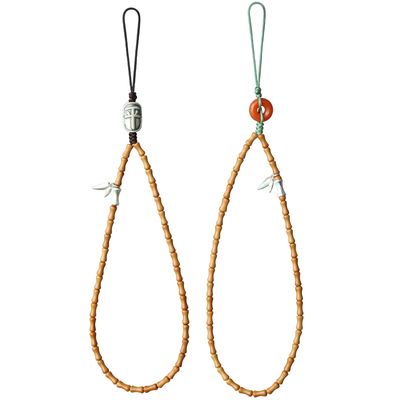 精致手机链挂件短款挂绳橄榄核竹节平安复古风小巧小珠套手腕女士