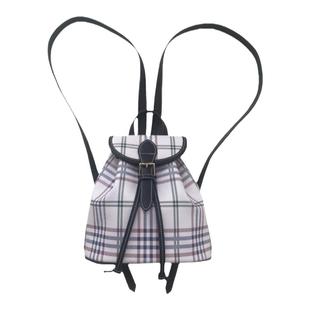 韩系新品自制百搭格纹双肩包中古学院风背包通勤休闲水桶时尚女包