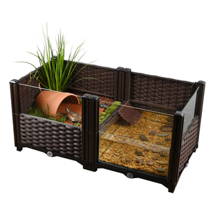 生态乌龟缸家用大型造景养龟专用玻璃饲养箱带晒台黄缘种植箱别墅
