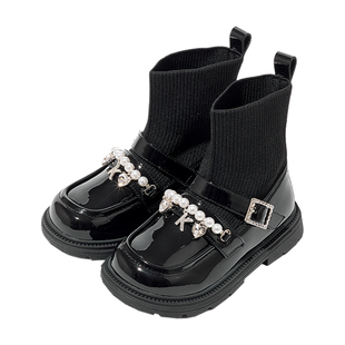 卡特兔加绒马丁靴2024新款冬季女童保暖棉皮鞋女孩防滑时尚短靴