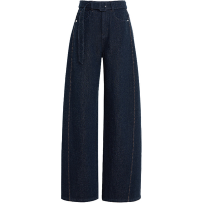 夏莫卡加绒羊毛牛仔阔腿裤