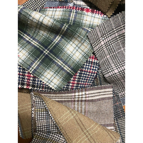 毛呢面料小样合集粗花呢羊毛羊绒千鸟格人字纹格纹提花磨秋冬面料