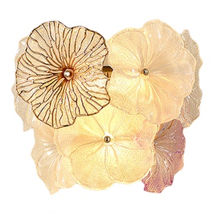 新年法式轻奢壁灯客厅背景墙装饰灯现代简约玻璃花朵玄关壁挂灯