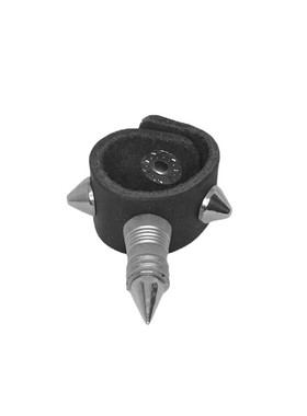 长圆台和尚头棕色牛皮朋克风戒指