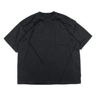 JUPSTUDIO缉明线白色短袖t恤男夏季男装日系宽松薄款凉感半袖上衣