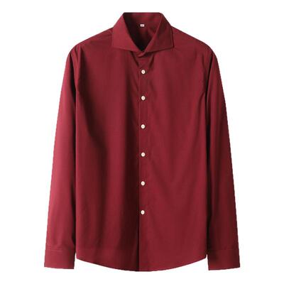 春季老钱绅士 温莎领酒红色衬衫男士商务高级感正装结婚衬衣男款