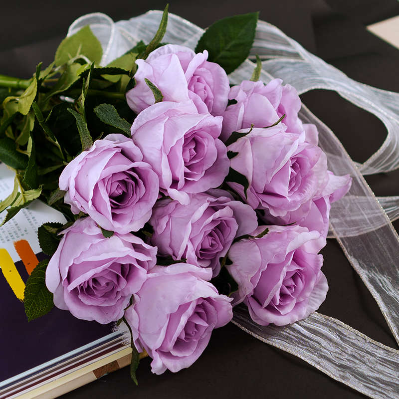 高档黄玫瑰花假花仿真花高级感逼真摆设客厅摆件塑料花艺装饰花卉