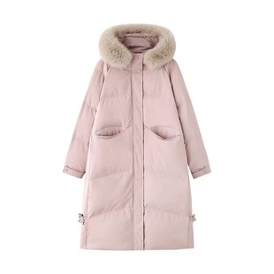 2025年纯色宽松加厚保暖学院韩版过膝中长羽绒服香榭颂外套小个子