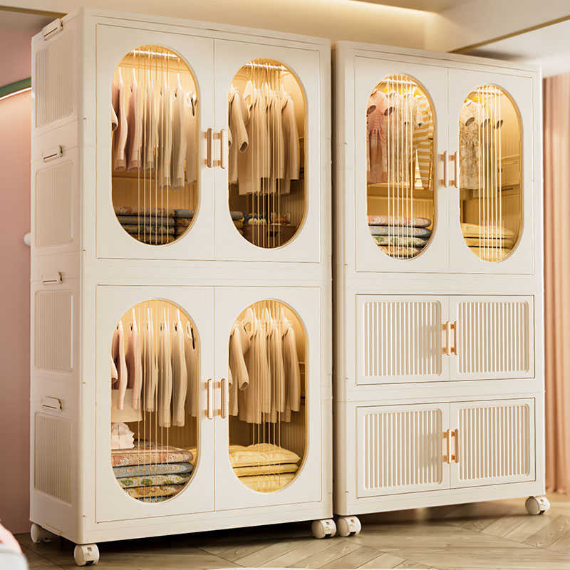 奶油法式衣柜家用卧室简易儿童柜子出租房用网红小户型收纳大衣橱