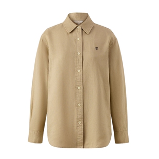 【Eland奥莱】衣恋氧气感衬衫女法国亚麻长袖内搭夏季淡人落肩