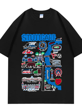 德国germany斯图加特市Stuttgart文创纪念品送外国人短袖T恤衣服