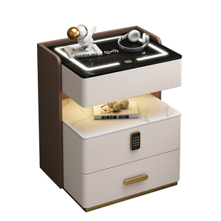 智能床头柜无线充电多功能实木轻奢卧室落地免安装储物整装床边柜